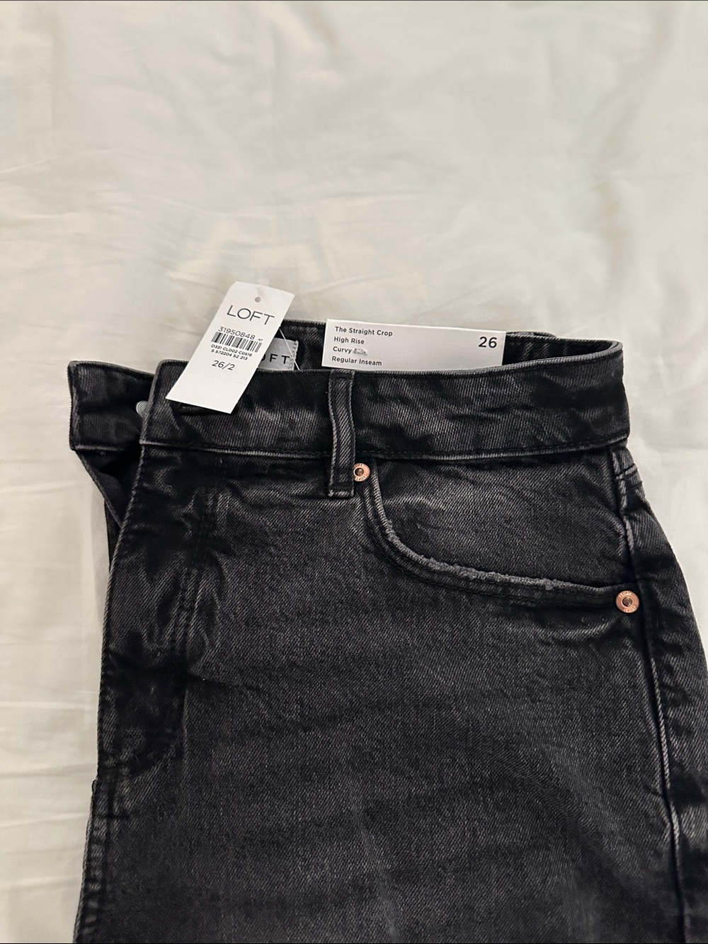 LOFT Black Curvy High-Rise Straight Crop Jeans - Picture 1 of 3